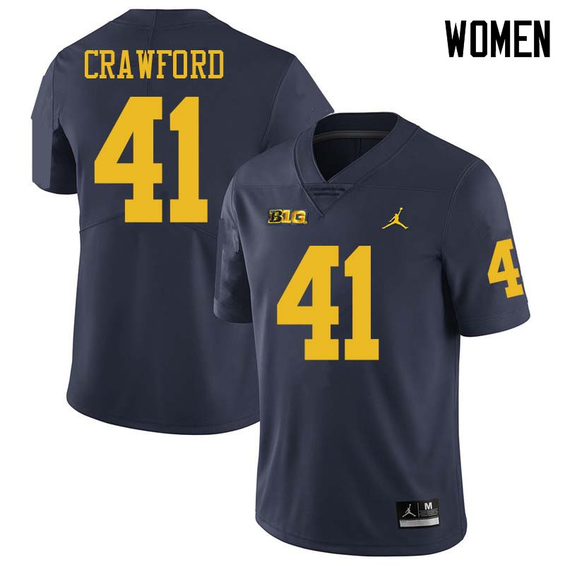 Jordan Brand Women #41 Kekoa Crawford Michigan Wolverines College Football Jerseys Sale-Navy